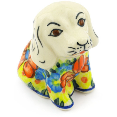 Polish Pottery Dog Figurine 4&quot; Shining Bright UNIKAT