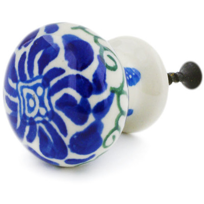 Polish Pottery Drawer knob 1-3/8 inch Blue Passion