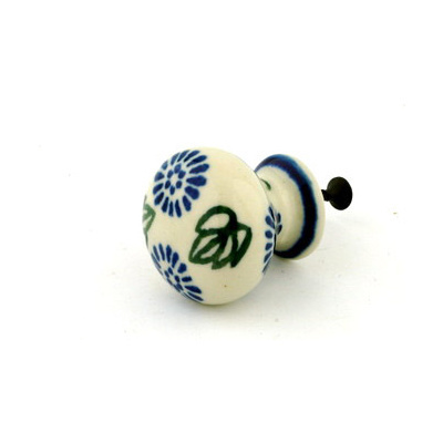 Polish Pottery Drawer knob 1-3/8 inch Daisy Leaves