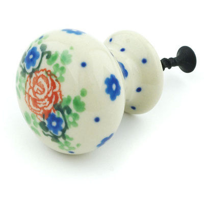 Polish Pottery Drawer knob 1-3/8 inch Flower Passion