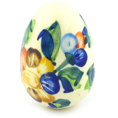 Polish Pottery Egg Figurine 2&quot; Lace Collar UNIKAT