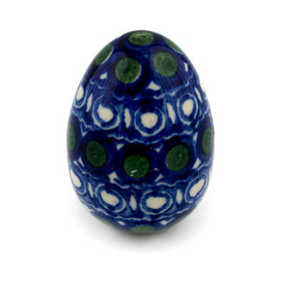Polish Pottery Egg Figurine 2&quot; Nightime Passage