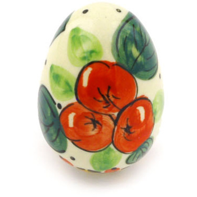 Polish Pottery Egg Figurine 2&quot; Red Apples UNIKAT