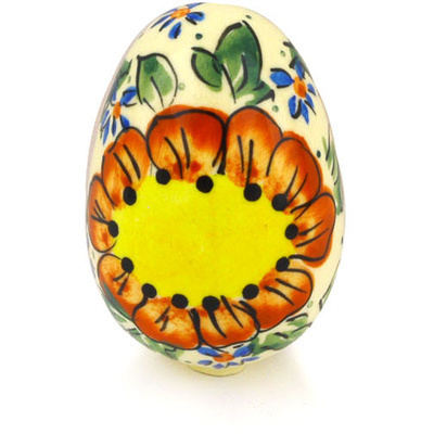 Polish Pottery Egg Figurine 2&quot; Sunshine Bees UNIKAT