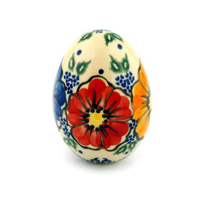 Polish Pottery Egg Figurine 3&quot; UNIKAT