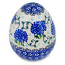 Polish Pottery Egg Figurine 4&quot; Cobalt Hydrangea UNIKAT