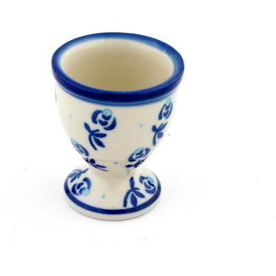 Polish Pottery Egg Holder 2&quot; Blue Spring Roses