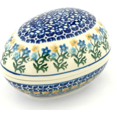 Polish Pottery Egg Shaped Jar 5&quot; Field Of Wildflowers