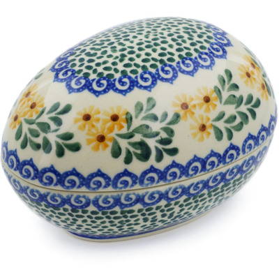 Polish Pottery Egg Shaped Jar 5&quot; Summer Day