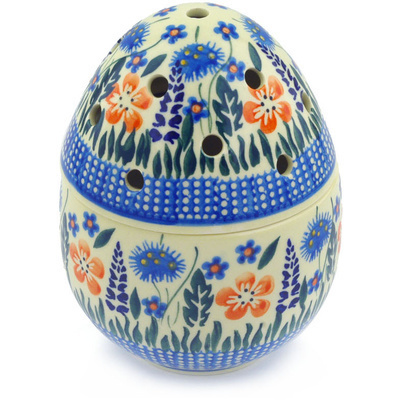 Polish Pottery Egg Shaped Jar 6&quot;