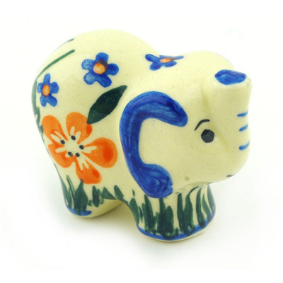 Polish Pottery Elephant Figurine 2&quot;