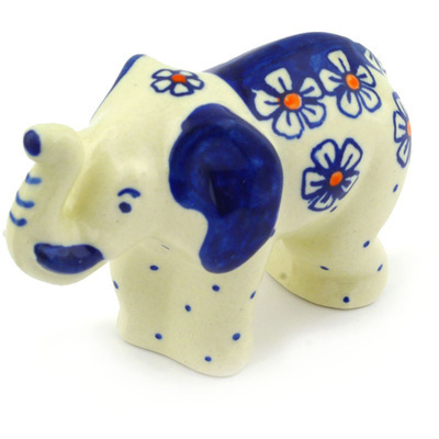 Polish Pottery Elephant Figurine 4&quot;