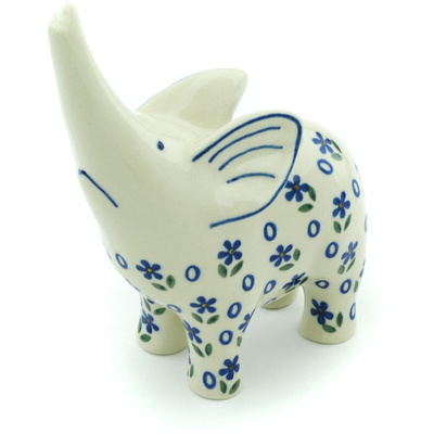 Polish Pottery Elephant Figurine 7&quot; Daisy Sprinkles