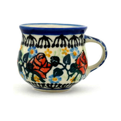 Polish Pottery Espresso Cup 2 oz Autumn Rose UNIKAT