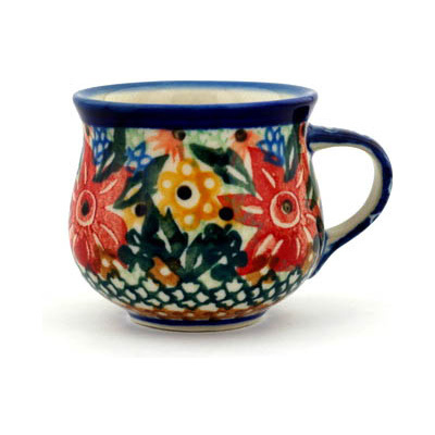 Polish Pottery Espresso Cup 2 oz Starflower Basket UNIKAT