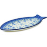 Polish Pottery Fish Shaped Platter 12&quot; Blue Grapevine