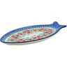 Polish Pottery Fish Shaped Platter 12&quot; Red Pansy