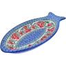 Polish Pottery Fish Shaped Platter 12&quot; Red Pansy