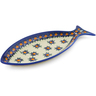 Polish Pottery Fish Shaped Platter 13&quot; Blue Daisy UNIKAT