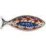 Polish Pottery Fish Shaped Platter 9&quot; Red Flower Meadow