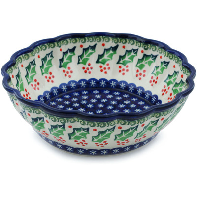 Polish Pottery Fluted Bowl 10&quot;