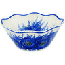 Polish Pottery Fluted Bowl 13&quot; Blue Poppy Dream