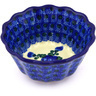 Polish Pottery Fluted Bowl 4&quot; Blue Poppies