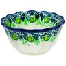 Polish Pottery Fluted Bowl 4&quot; Green Flora