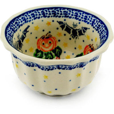 Polish Pottery Fluted Bowl 4&quot; Happy Halloween