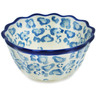 Polish Pottery Fluted Bowl 4&quot; Light Blue Leopard