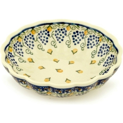 Polish Pottery Fluted Bowl 6-inch Summer Grapes
