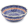 Polish Pottery Fluted Bowl 8&quot; Blue Heart
