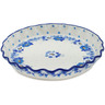 Polish Pottery Fluted Pie Dish 10&quot; Blue Spring Blue