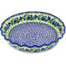Polish Pottery Fluted Pie Dish 10&quot; Limeberry