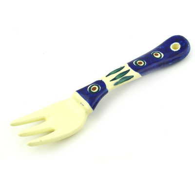 Polish Pottery Fork 6&quot; Blue Peacock