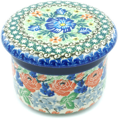 Polish Pottery French Butter Dish Bed Of Roses UNIKAT