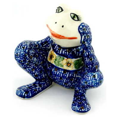 Polish Pottery Frog Figurine 5&quot; Country Acres UNIKAT