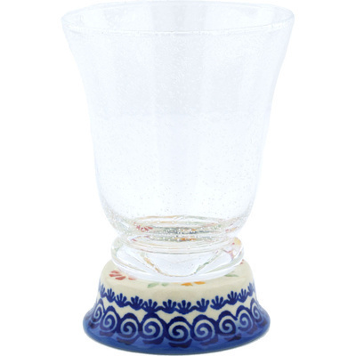 Polish Pottery Glass 12 oz Wave Of Flowers