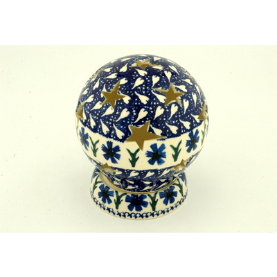 Polish Pottery Globe Shaped Candle Holder 5&quot;