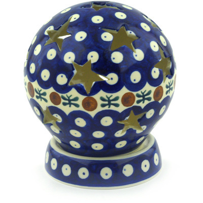Polish Pottery Globe Shaped Candle Holder 5&quot; Mosquito