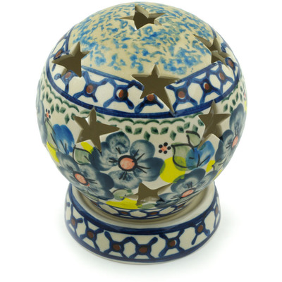 Polish Pottery Globe Shaped Candle Holder 5&quot; Soft And Sweet UNIKAT