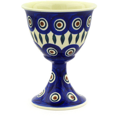 Polish Pottery Goblet 8 oz Blue Peacock