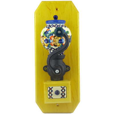 Polish Pottery Hanging Coffee Grinder 14&quot; Lace Collar UNIKAT