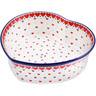 Polish Pottery Heart Shaped Bowl 10&quot; Red Hearts Delight