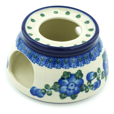 Polish Pottery Heater 5&quot; Blue Poppies