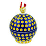 Polish Pottery Hen Shaped Jar 7&quot; Yellow Dots