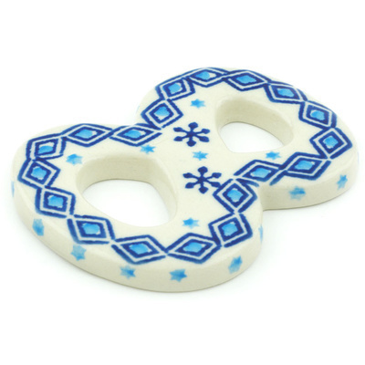 Polish Pottery House Number EIGHT (8) 4-inch Blue Snowflake