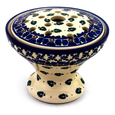 Polish Pottery Ikebana Vase 6&quot; Royal Poppy Circle