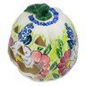 Polish Pottery Jack O Lantern Candle Holder 6&quot; Maroon Blossoms UNIKAT