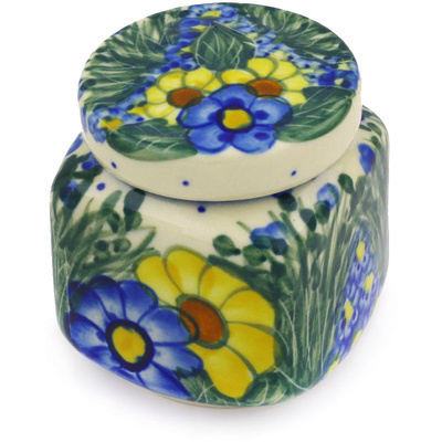 Polish Pottery Jar with Lid 3&quot; Wildflower Meadow